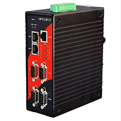 Rugged High Speed 4-port RS232/422/485 to 2-port 10/100TX Gateway (-40°C ~ 80°C)