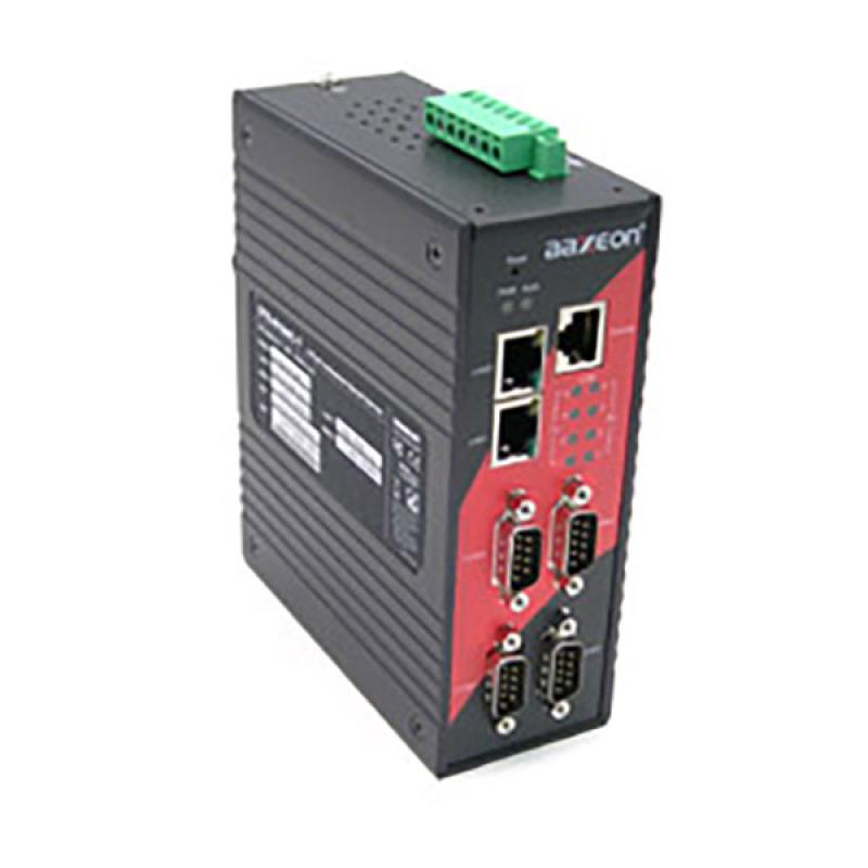 Rugged High Speed 4-port RS232/422/485 to 2-port 10/100TX Gateway (-40C - 80C)